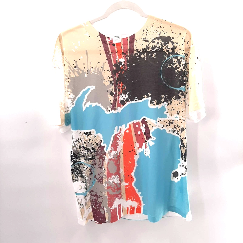 Sublivie funky Michigan T-shirt in size large Crewneck Short Sleeve